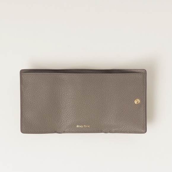 MIU MIU Vitello Dyno Leather Wallet Gray - Picture 2 of 4